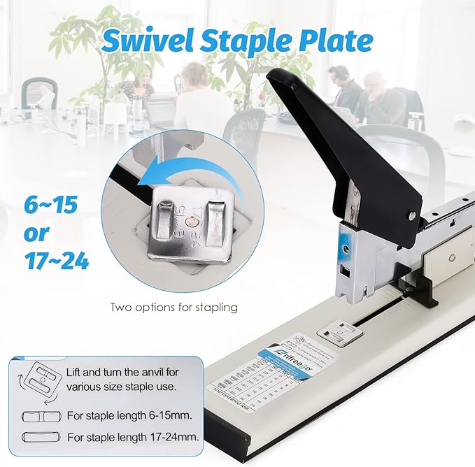 Heavy Duty Stapler - Effortless 240-Sheet Office Stapler with Adjustable Paper Guide, Super Capacity with 4000 Staples