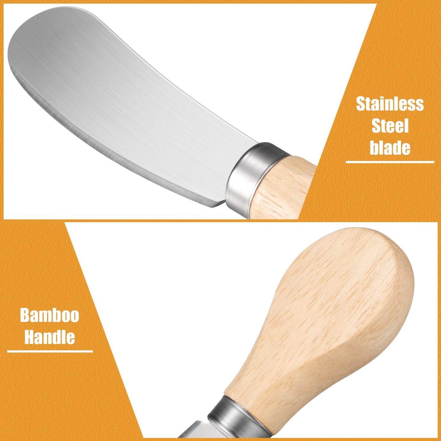 Lanties 24 Pcs Little Cheese Spreader Knives 4.7 Inch Stainless Steel Butter Spreader with Wooden Handle Mini Butter Knives Small Cheese Utensils for Charcuterie Board Cream Cake Condiment Sandwich
