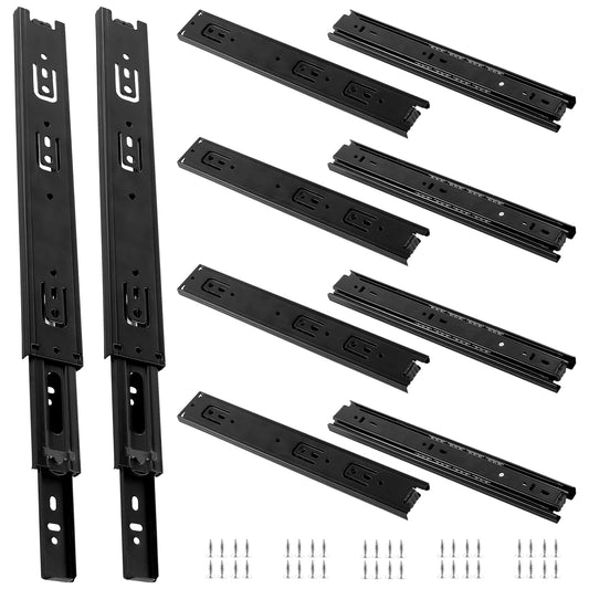 HOIGON 5 Pairs 12 Inch Full Extension Drawer Slides, 30cm Heavy Duty Drawer Slides with Ball Bearing, Black Telescopic Shelf Slides Set Side Mount for Cabinet