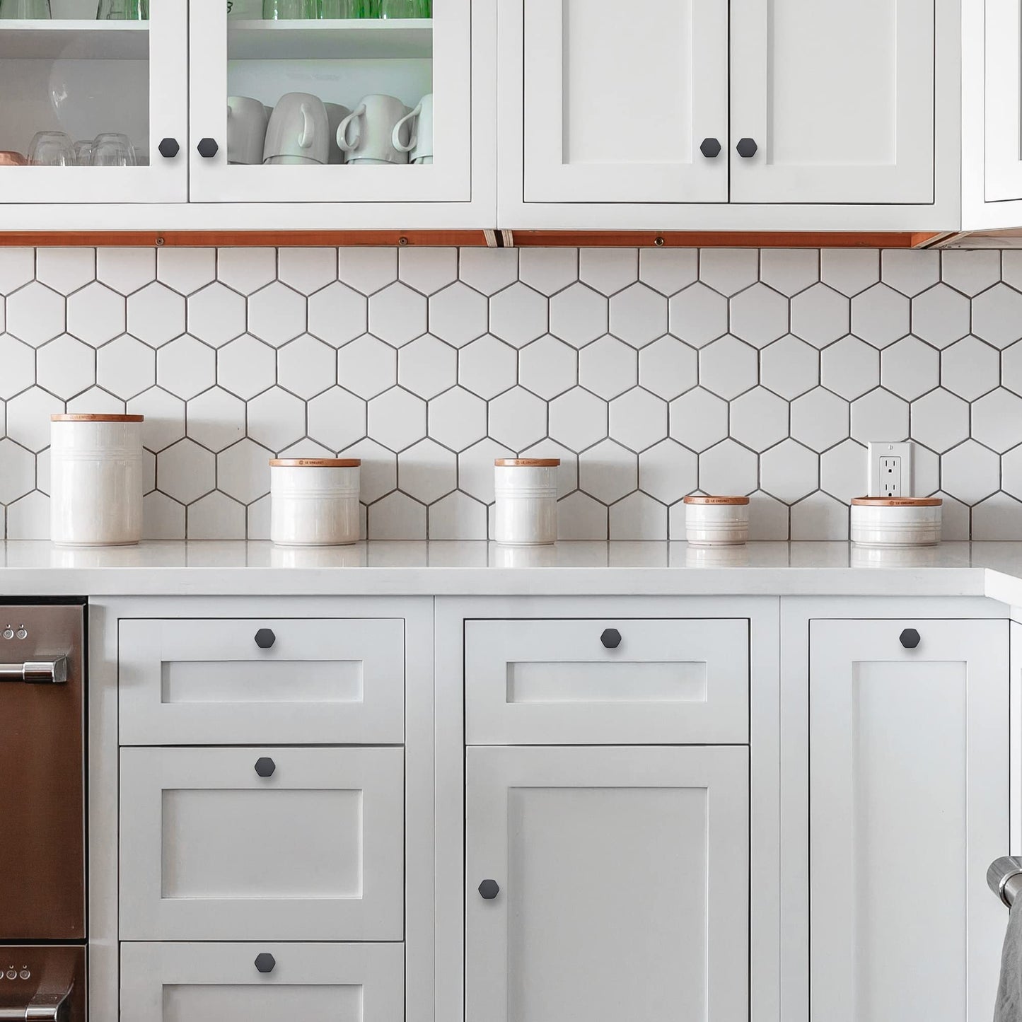 Home Expert Black Cabinet Knobs 15 Pack Solid Kitchen Cabinet Knobs Hexagon 1.1'' Flat Black Knobs for Kitchen Cabinets and Drawers Dresser Knobs