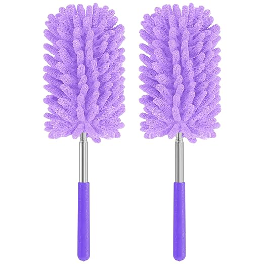 Mini Duster for Cleaning, 360° Bendable Hand Dusters with Extension Pole, Washable Small Duster for Car Interior, Office, Furniture