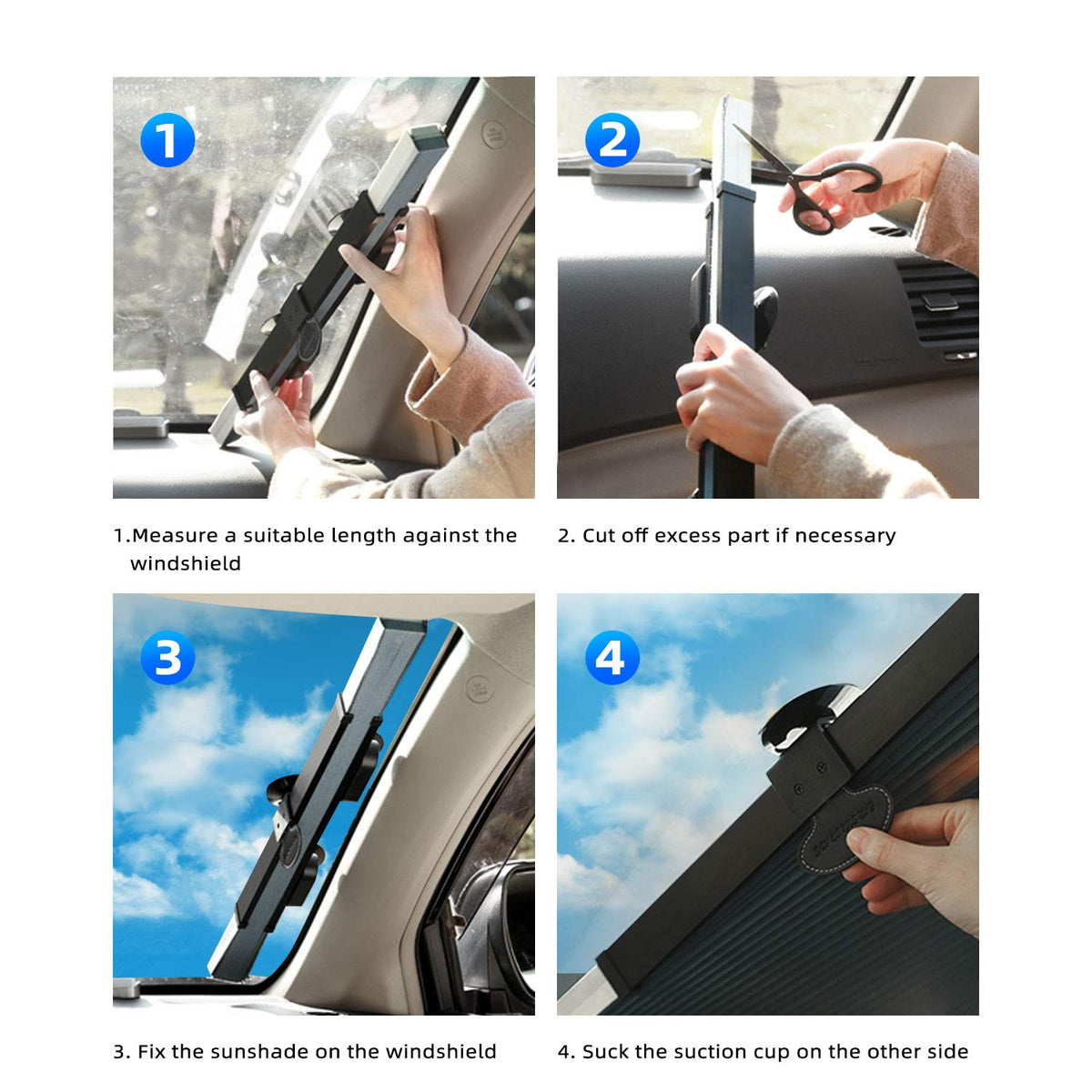 Retractable Windshield Sun Shade for Car, Large Sun Visor Protector Blocks 99% UV Rays to Keep Your Vehicle Cool, Auto Sunshade Fits Front Window of Various Models with Suction Cups 2021 New