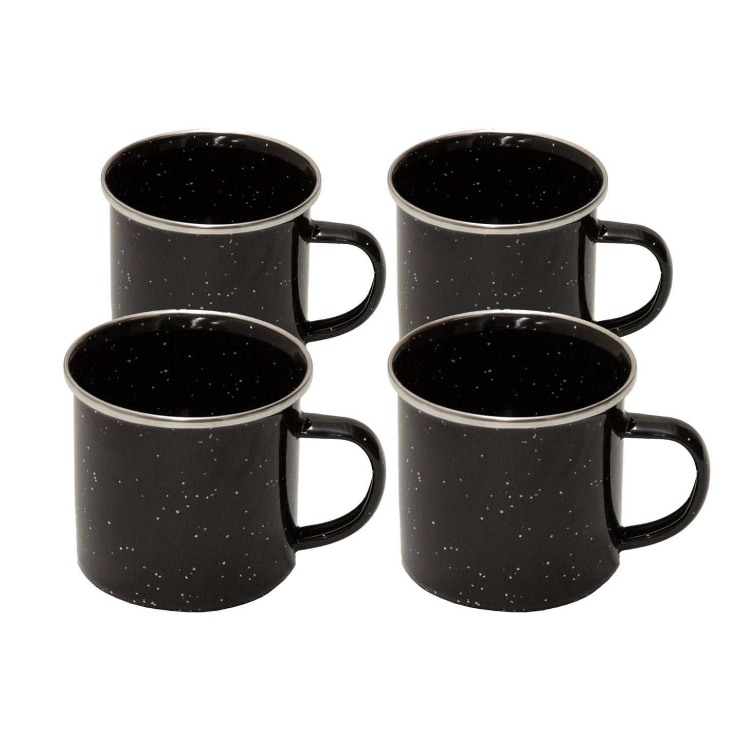 Stansport Deluxe 24-Piece Enamel Tableware Set - Black (11220-20) - Enamel Plates and Bowls Lightweight and Durable Camp Dish Set for Camping and Backpacking Plates and Bowls for 4 People