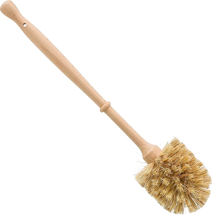 REDECKER Stiff Union Fiber Toilet Brush with Untreated Beechwood Handle - 14-1/2-inches - Made in Germany