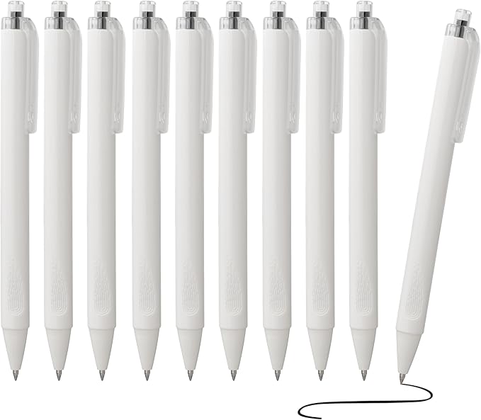 Retractable Click Gel Pens For Journaling, Smooth Writing, Black Gel Ink Fine Point Pen (0.5 mm), Pack of 8 (Black, 1 Count (Pack of 8))