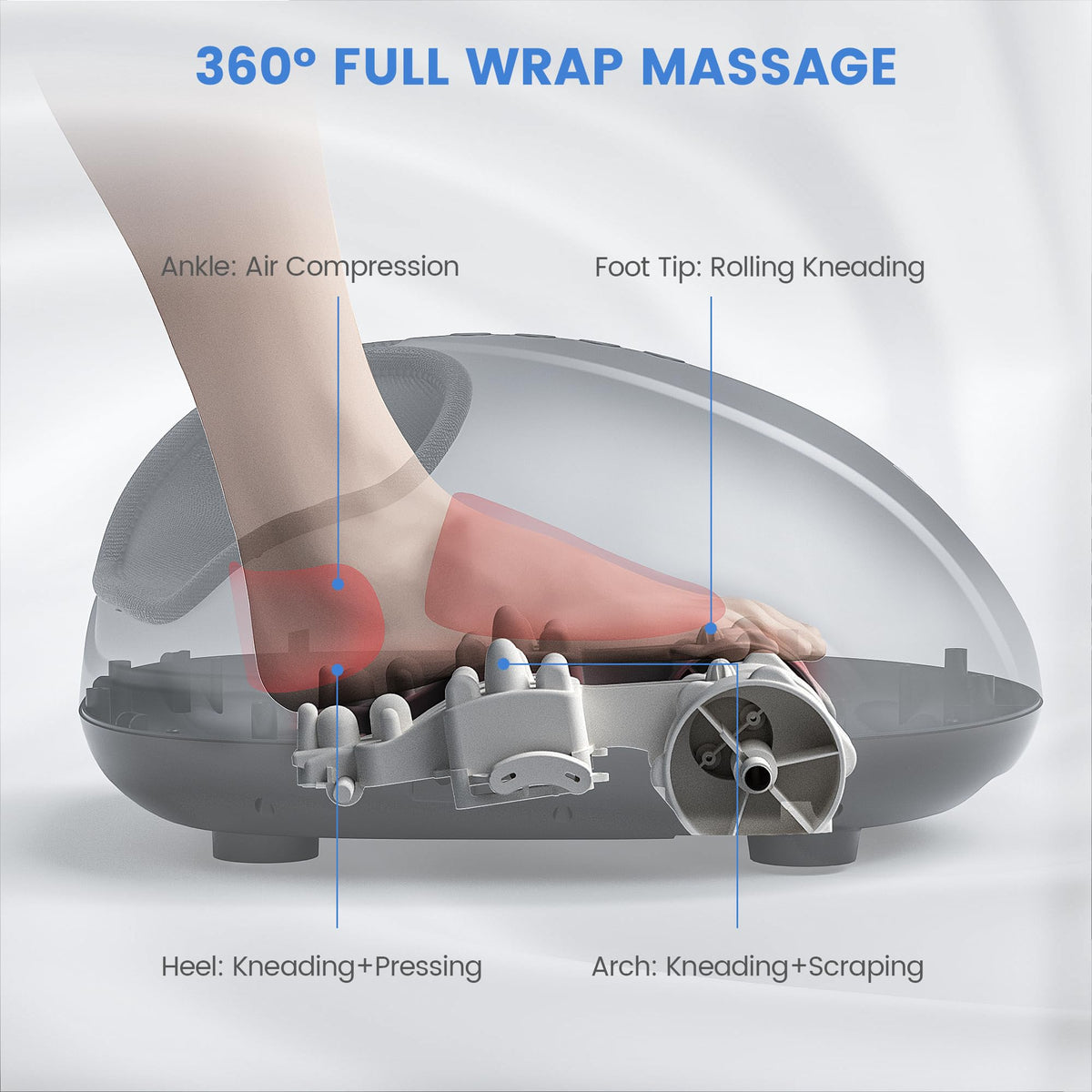 Breo Foot Massager with Heat, Deep Tissue Kneading, Shiatsu Massage Machine for Relax, Relieve Foot Pain, Plantar Fasciitis, Fits Feet Up to Men Size 12, Mother's Day Gift
