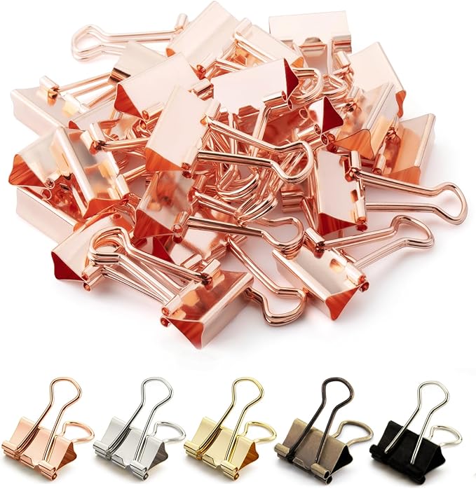 Mr. Pen- Binder Clips, Minirose Gold, 50 Pack, 0.75in Paper Clips