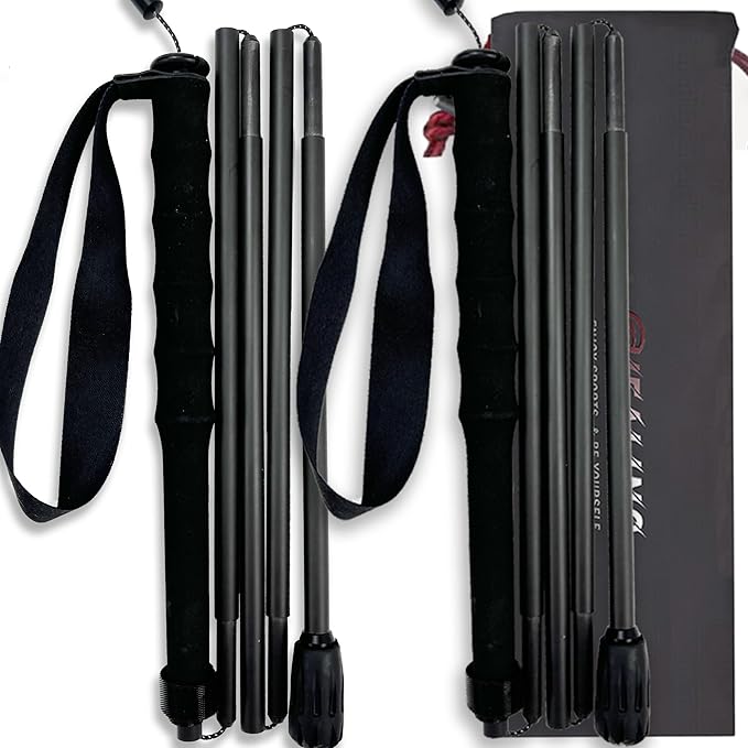 Ultralight Carbon Fibre Trekking Poles - 5-Section Adjustable Hiking Sticks with Anti-Shock Tips, Ergonomic Grips & Storage Bag - Perfect for Hiking, Walking & Backpacking (Set of 2)