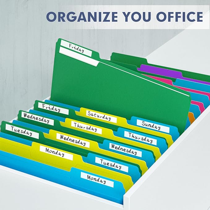 File Folder, PANDRI 170 Pack Colored File Folder, 1/3 Cut Tabs, Letter Size, Assorted 6 Colors Filing Folder for Office School Business