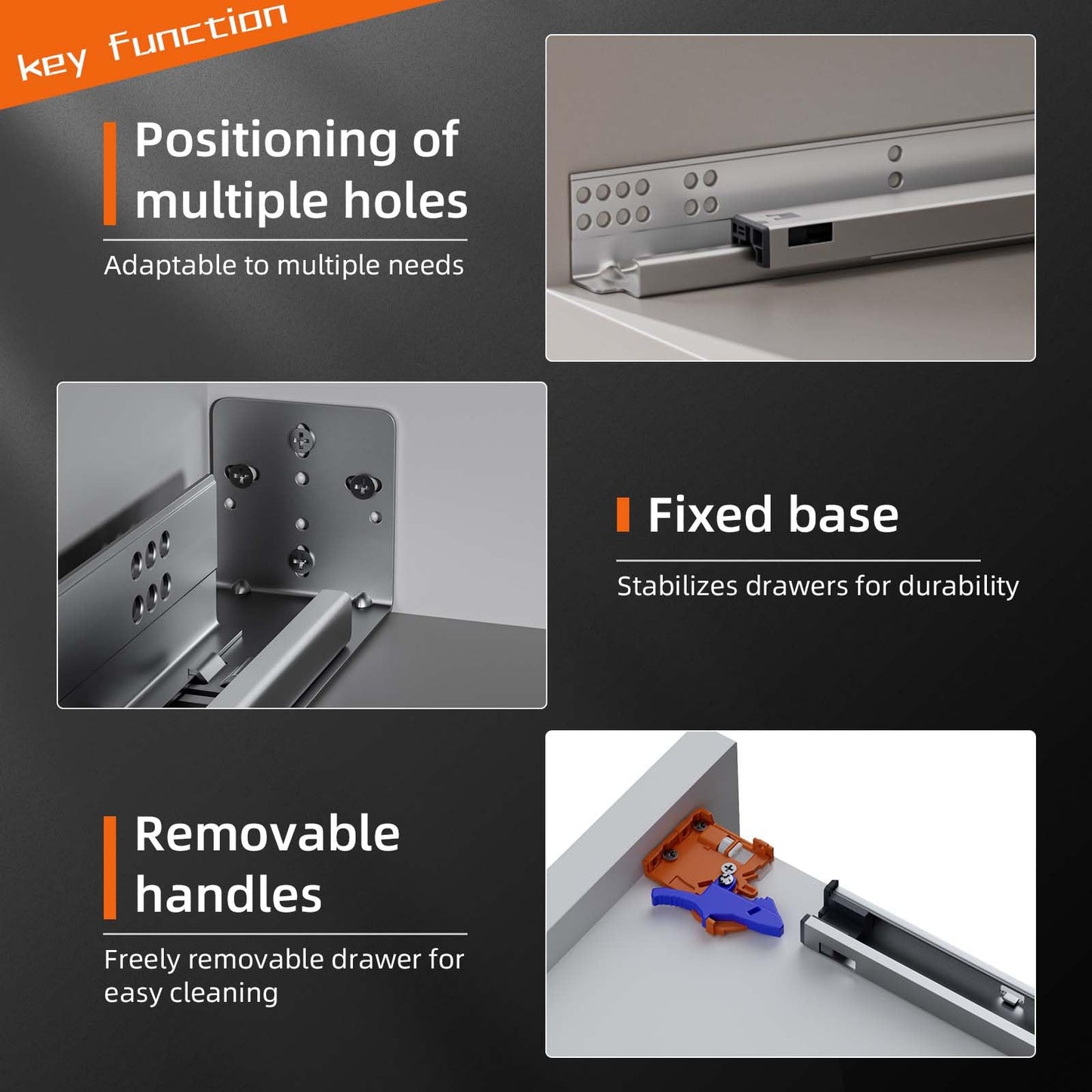 PHWALK 15 Inch Soft Close Undermount Drawer Slides, Full Extension, 100 Lbs Heavy Duty, Concealed Rails with Rear Mount Brackets for 5/8" Side Thickness, Face Frame or Frameless Application (1 Pair)