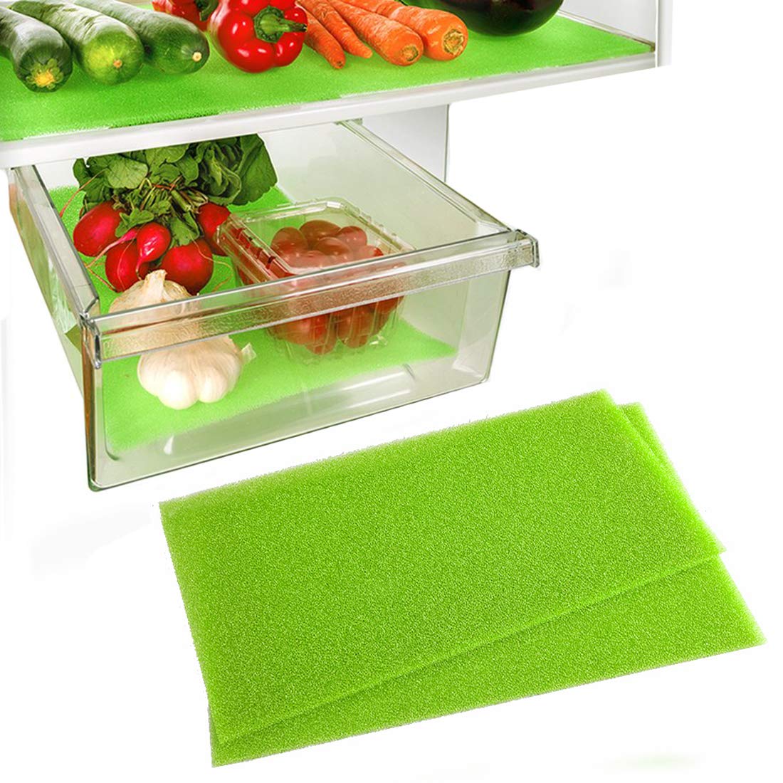Dualplex® Fruit & Veggie Life Extender Liner for Fridge Refrigerator Shelves, 15 x 24 Inches (2 Pack) – Extends The Life of Your Produce & Prevents Spoilage