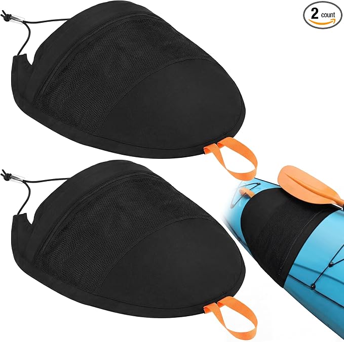 2 Pcs Kayak Spray Skirt - Coated Nylon, Waterproof & Durable, with Zipper Mesh Pocket, Ideal for Cockpit Recreational Kayaking & Kayak Fishing