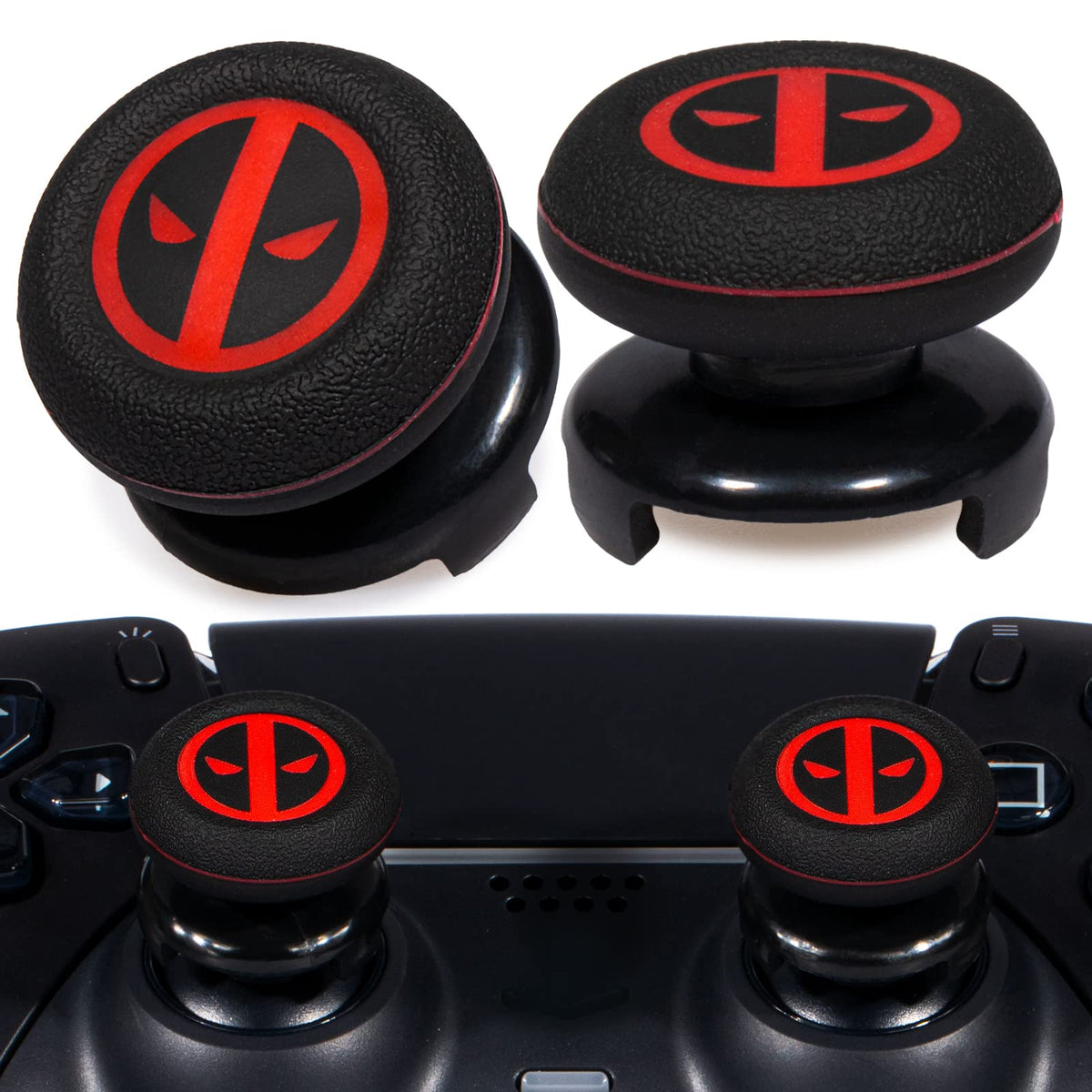 Playrealm FPS Thumbstick Extender & Printing Rubber Silicone Grip Cover 2 Sets for PS5 & PS4 Controller (Immortal)