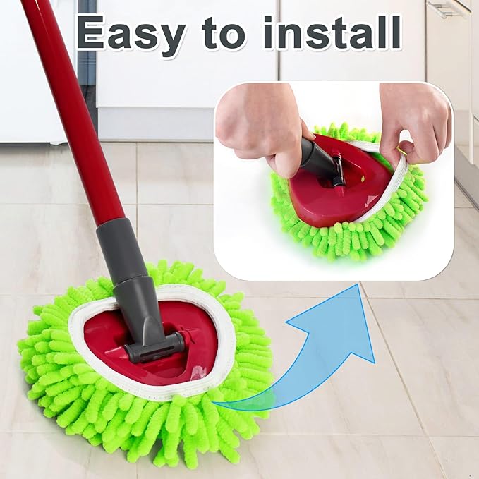 Mop Heads Replacements, 3 Pack Spin Mop Refill Replace Head for O Cedar RinseClean 2 Tank System, Microfiber & Chenille, Machine Washable and Safe for Cleaning All Hard-surfaced Floors