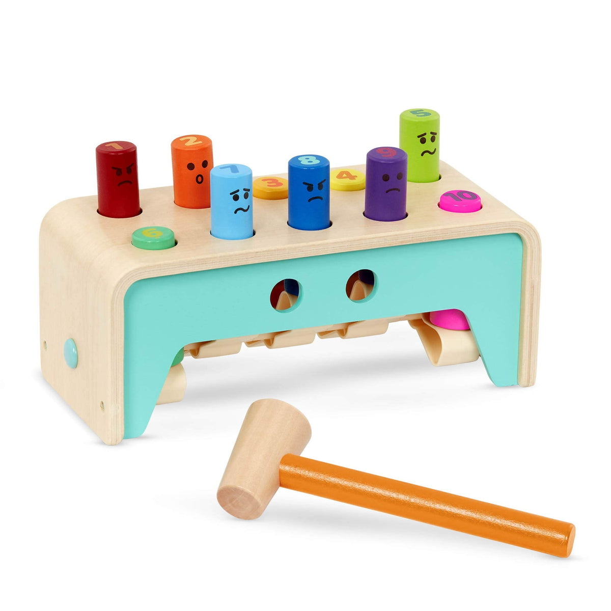 Battat – Wooden Hammer Toy for Kids, Toddlers – Pounding Bench with Pegs and Mallet – Colorful Developmental Toy – 1 Year + – Pound & Count Bench