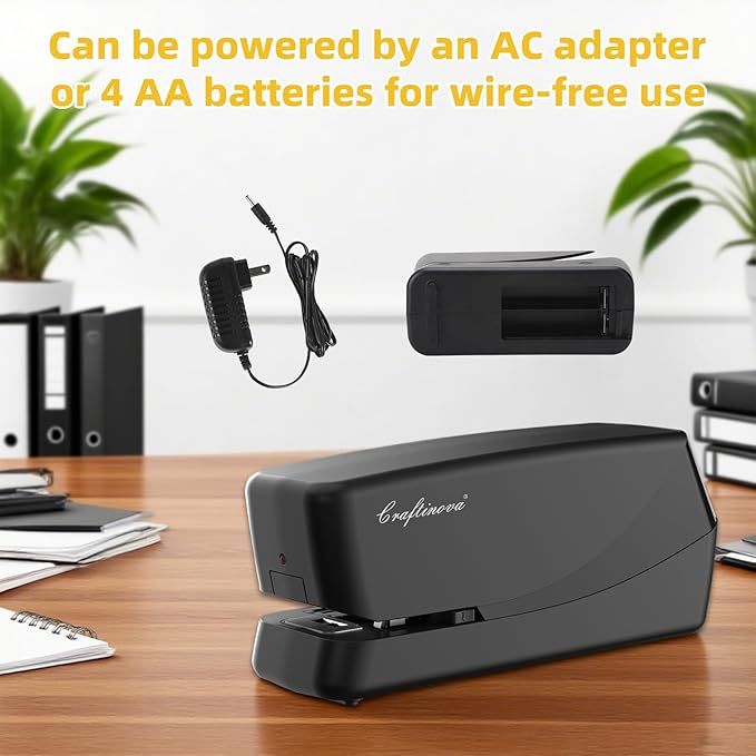 Electric Stapler,Automatic,Inclued 2000 Staples and 1 Staple Remover, Heavy Duty Can Store 210 Staples，AC or Battery Powered Stapler Heavy Duty, 25 Sheet Capacity.