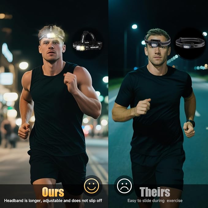 Atdoall Rechargeable LED Headlamp 6 Pack, High Lumen Super Bright Head Lamp with Red Light, Motion Sensor, 5 Modes, 90° Adjustable, Waterproof Lightweight Headlamps for Adult Running, Camping, Fishing