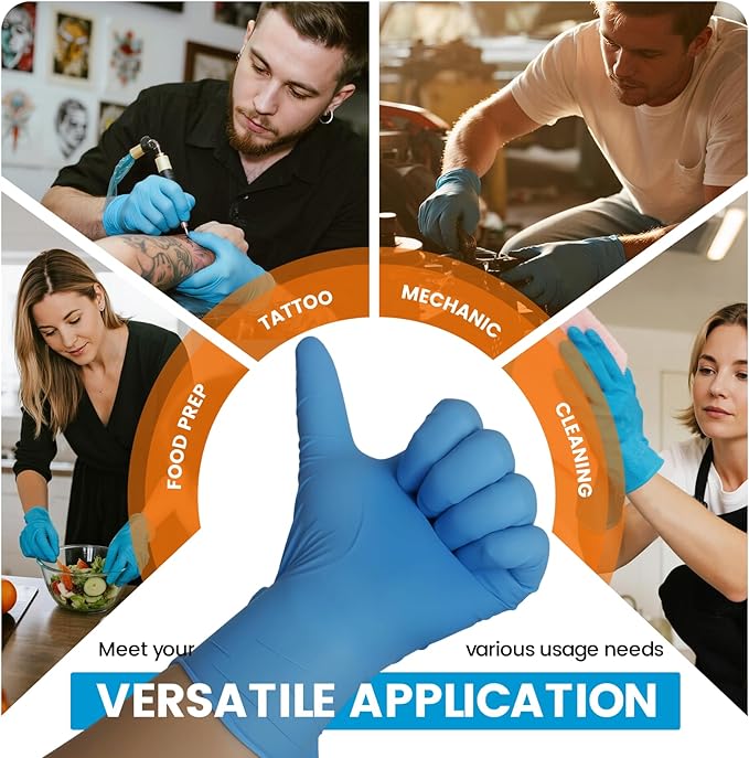 6 mil Disposable Nitrile Gloves, Heavy Duty Disposable Glove, Cooking Gloves, Latex Free, Powder Free