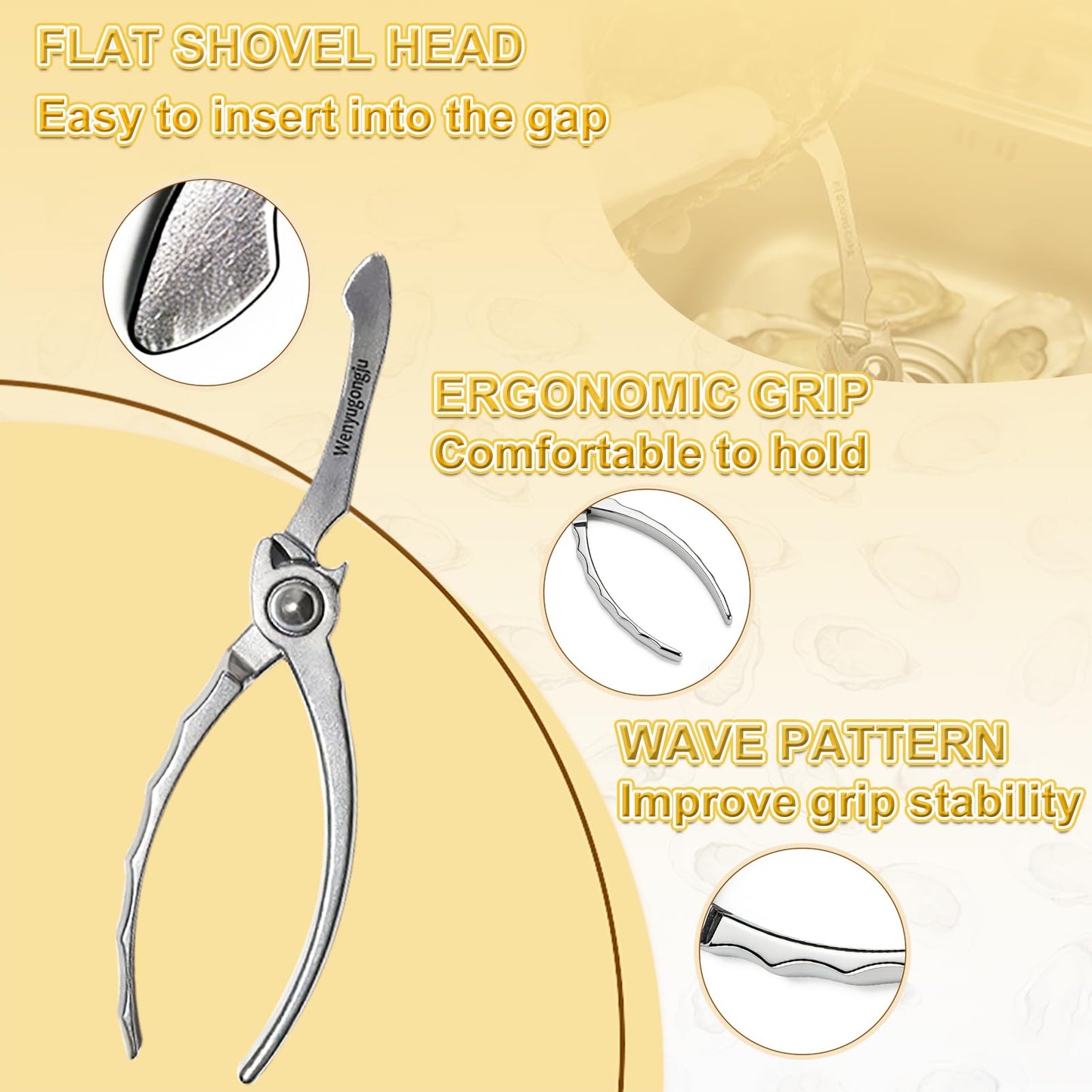Wenyugongju Oyster Shucking Knife Stainless Steel Oyster Opener Oyster Cutter Seafood Opener for Kitchen Seafood Tool Seafood Opener Kit Tools Gift