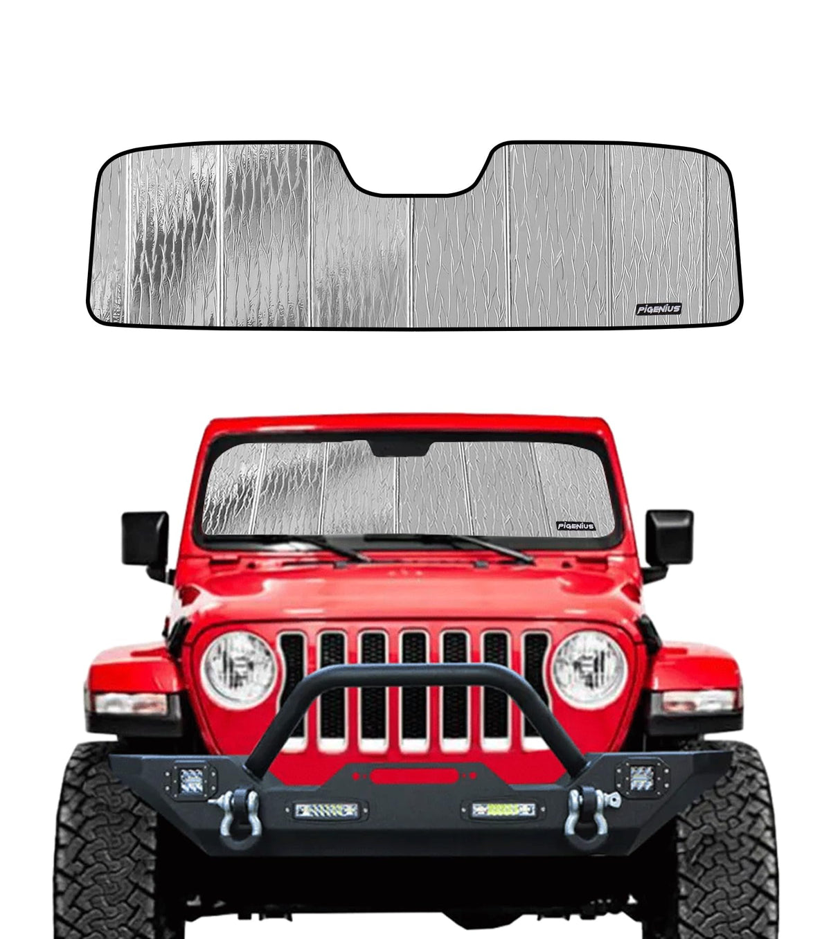 Pigenius Windshield Sun Shade for Jeep Wrangler JL 2018-2025, Gladiator 2020-2025 Front Window Sunshade - AstraGuard