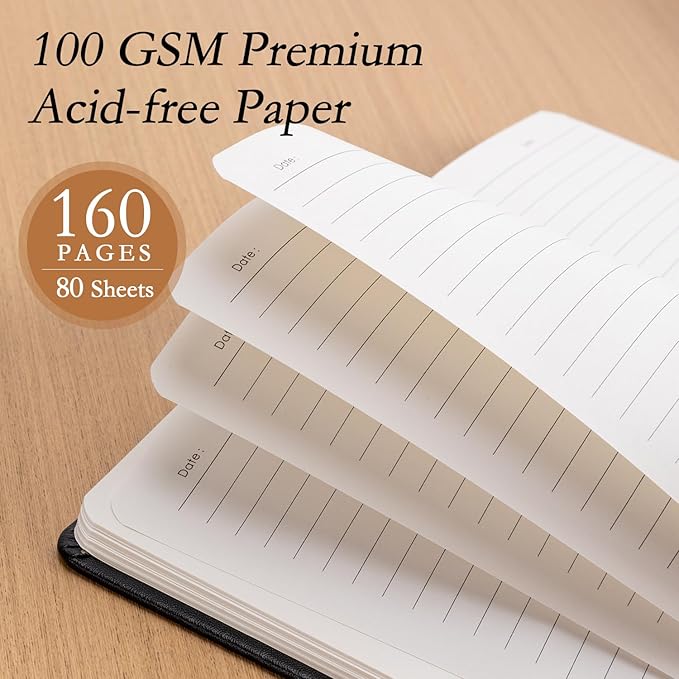 deli A5 Lined Journal Notebook, 160 Pages Hardcover Writing Notebook, 5.5"x8.2" College Ruled Notebook for Office, School, Work Notes (Black)
