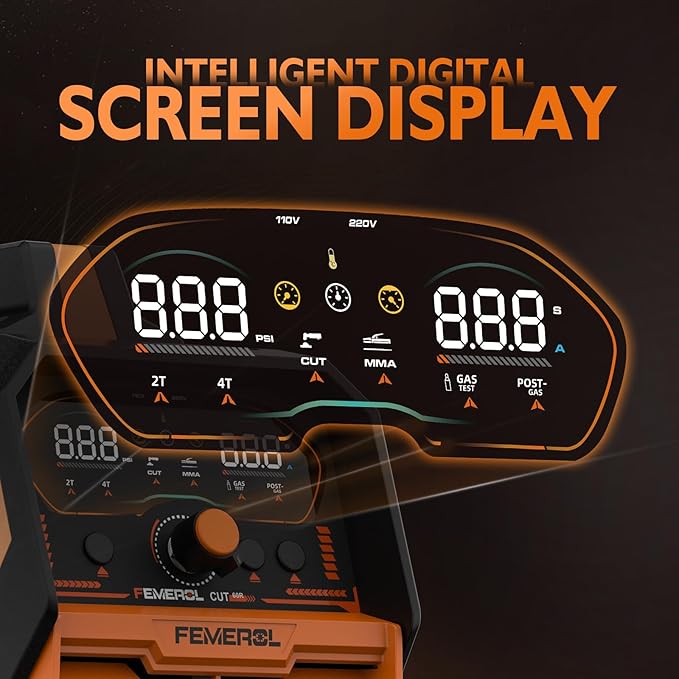 Plasma Cutter, 2 in 1Non-High Frequency 60A Plasma Cutter/ 200A Stick Welder Large Digital Display Non-Touch Pilot Arc, 110/220V Dual Voltage Plasma Cutting Machine