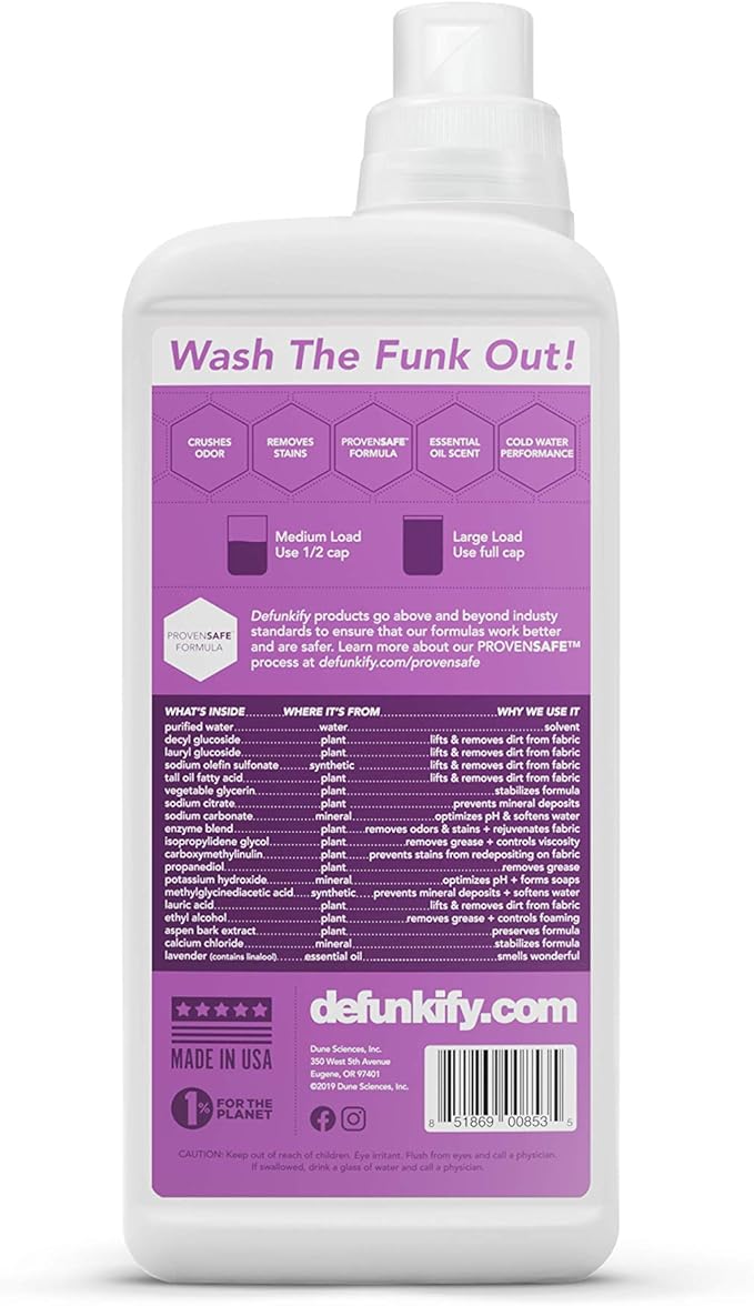 Laundry Detergent 62 Load/37.7 FlOz (2-Pack). 'Lavender' Liquid Laundry Detergent for Sensitive Skin. 'ProvenSafe' Laundry Soap Washing Detergent w/Odor & Stain Remover for Activewear & All Fabrics
