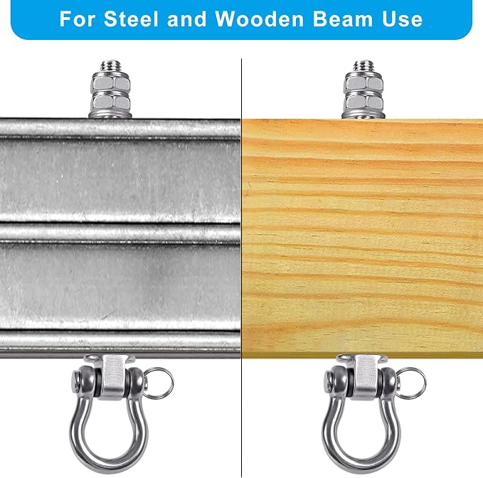 Dolibest Swing Hangers with Bearing - 2 Pack Stainless Steel 304 Swing Hooks for Wood & Metal Beams, Ideal for Hanging Hammocks, Yoga Swings, Porch Swing, Boxing Bag 1500 LB Capacity -7''x M2/5''