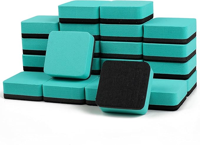 24 Pack Magnetic Whiteboard Dry Erase Erasers Chalkboard Cleansers for Classroom, Home and Office (Green)