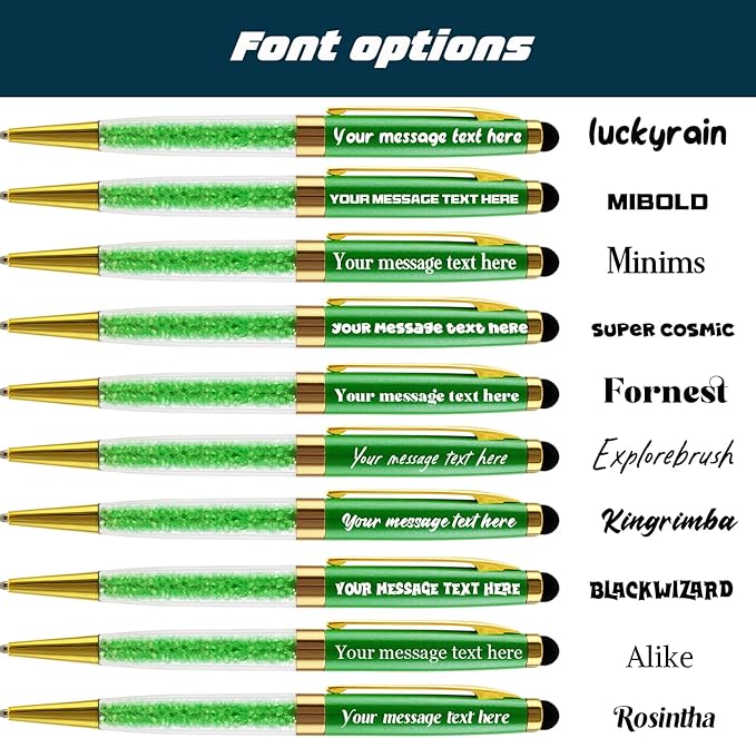 Personalized Pens Custom Engraved Ballpoint Pen with Stylus Tip Retractable Black Ink Pen for Business Writting Graduation journaling Signature 12pcs/Pack