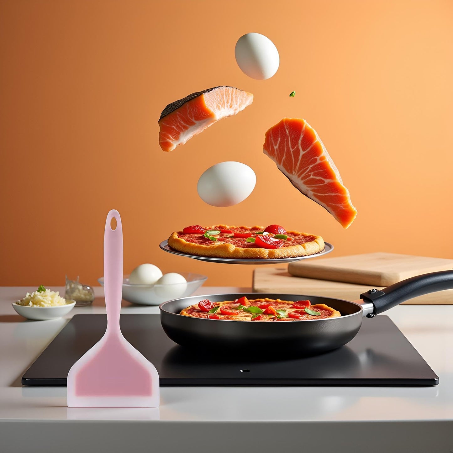 Pink Silicone Pancakes Spatula,Wide Pancakes Spatula for Eggs Fish Pizza and Steak Shovel Omelette Spatulas for Nonstick Cookware,Heat Resistant Kitchen Flipper Spatulas for Cooking Utensils