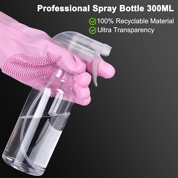 Plastic Spray Bottles - 10.5OZ/300ML Empty Spray Bottles for Cleaning Solutions,Pet, Essential Oils, Hair, Cooking - Mist/Stream Water Bottle