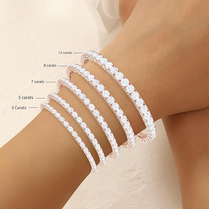 Houston Diamond District 3 to 50 Carat Classic LAB GROWN Diamond Tennis Bracelet 4 Prong Ultra Premium Collection (E-F Color, VS2-SI1 Clarity)