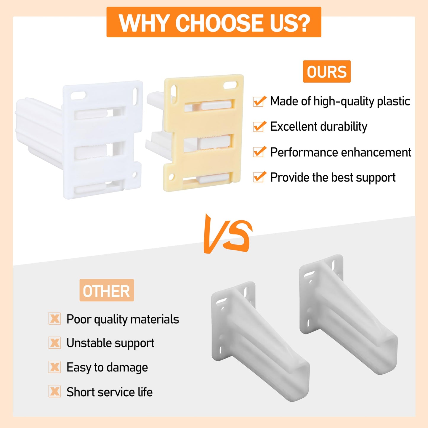 Drawer Slide Socket Set,Cabinet Hardware RV Drawer Parts for 1" Drawer Slide, 2 Set (¾” Slide Rail Groove with Raised Edge)