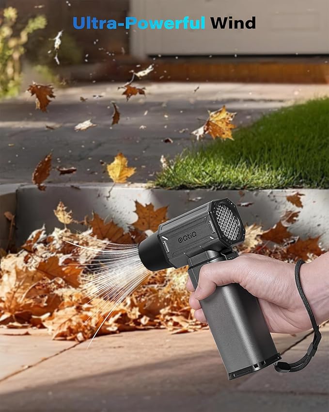 OQTIQ Electric Air Duster-Upgrade 40mm Big Motor, Compressed Air Duster with 450g Wind Pressure, 4-Gear Adjustable Cordless Air Blower for Computer, Keyboard, Car, Home Clean and Outdoor