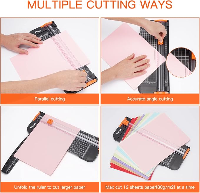 Paper Cutter,Portable Paper Slicer,12 Inch Paper Trimmer Scrapbooking Tool with Automatic Security Safeguard and Side Ruler for Craft Paper,A4 Paper,Coupon, Label and Cardstock (Black)