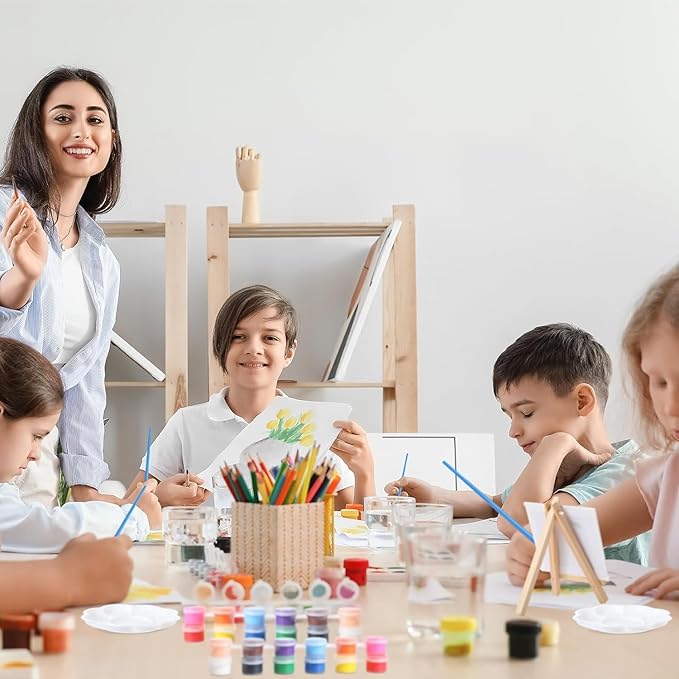 30 Pack Mini Acrylic Paint Set,12 Color Acrylic Paint Strips with 60Pcs Painting Brushes for Kids&Adults, 420 PCS Kids Paint Set Container Strips Storage for Home Classroom Party Favors Birthday Gifts