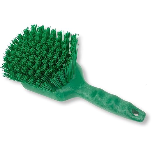 SPARTA 40541EC09 Plastic Scrub Brush, Utility Brush, Kitchen Brush With Hanging Hole For Cleaning, 8 Inches, Green, (Pack of 6)