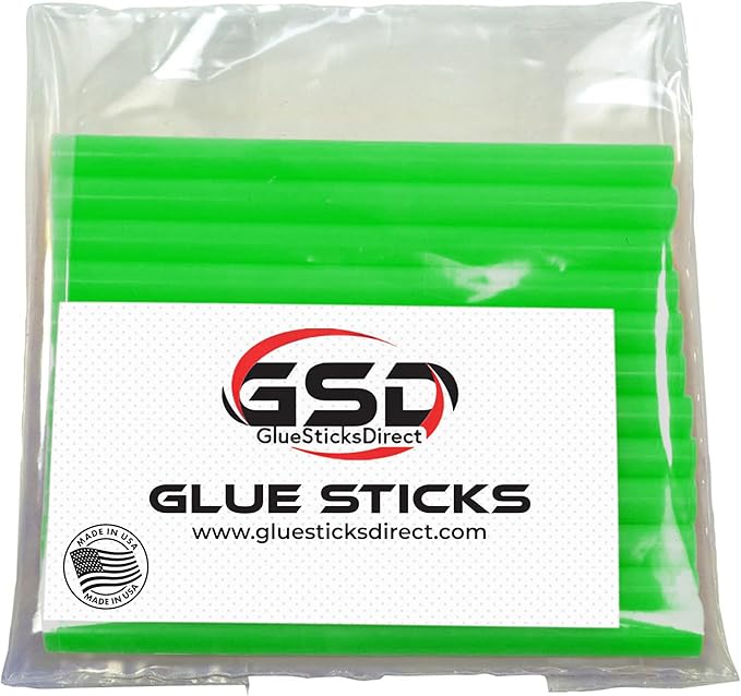 Mini Size Hot Melt Glue Sticks for Glue Gun - Bulk 4in Translucent Green Glue Sticks - Great for Art Craft Repairs & Compatible w/Most Glue Guns - 5/16" X 4" (24 Sticks) - USA Made