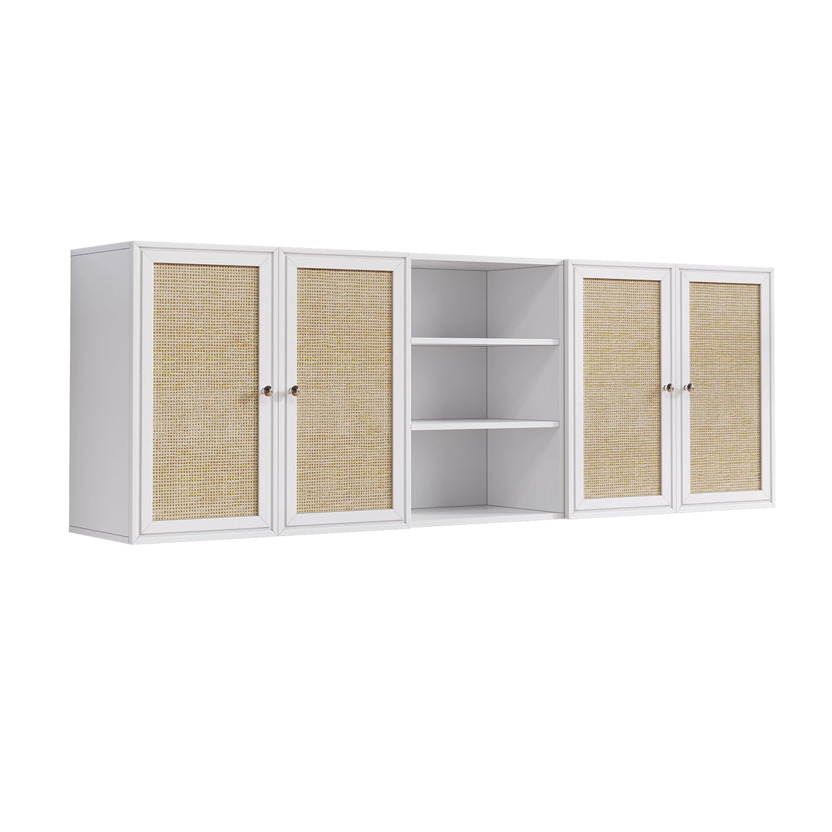 Furnaza Kitchen Wall Cabinets,Rattan Wall Mounted Laundry Cabinets with Adjustable Shelf, Floating Hanging Storage Cabinet for Laundry Room, Bathroom, Kitchen,63" W x 11.8" D x 21.6" H
