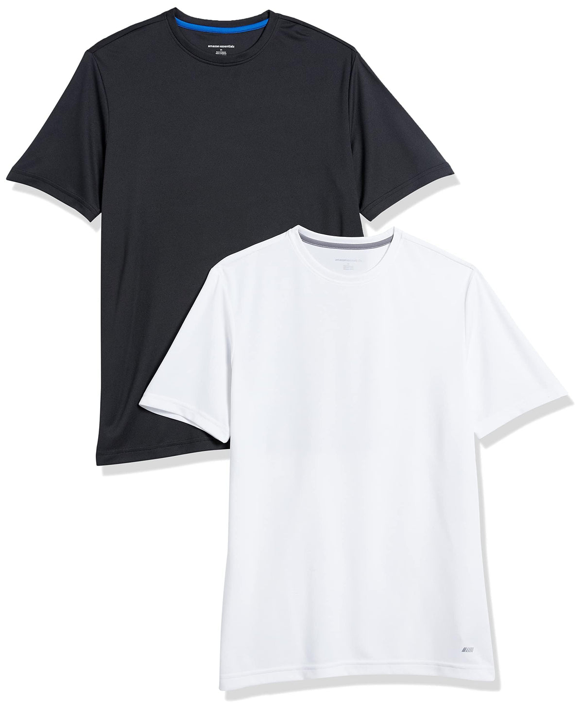 Amazon Essentials T-Shirts For Men, Active Performance Tech, Available in Big & Tall, Pack of 2, Black/White, 3X-Large Big