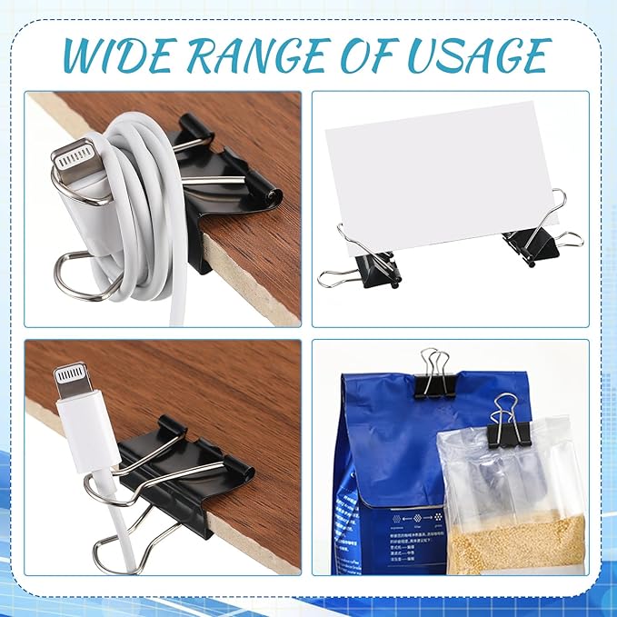 Jetec 200 Pcs Extra Large Binder Clips Bulk 2 Inch Metal Jumbo Binder Clips Office Supplies Black Paper Clamps for Teachers Students Office Business Supplies