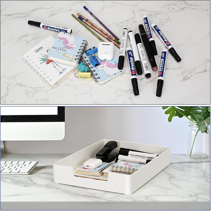Letter Tray Letter Organizer Paper Tray, Desk Drawer Organizer for Office Supplies, Magazines, Folders, File,Notebooks, Stationery, Plastic Desk Tray for Desktop, for Home, Office, School, 1 Tier