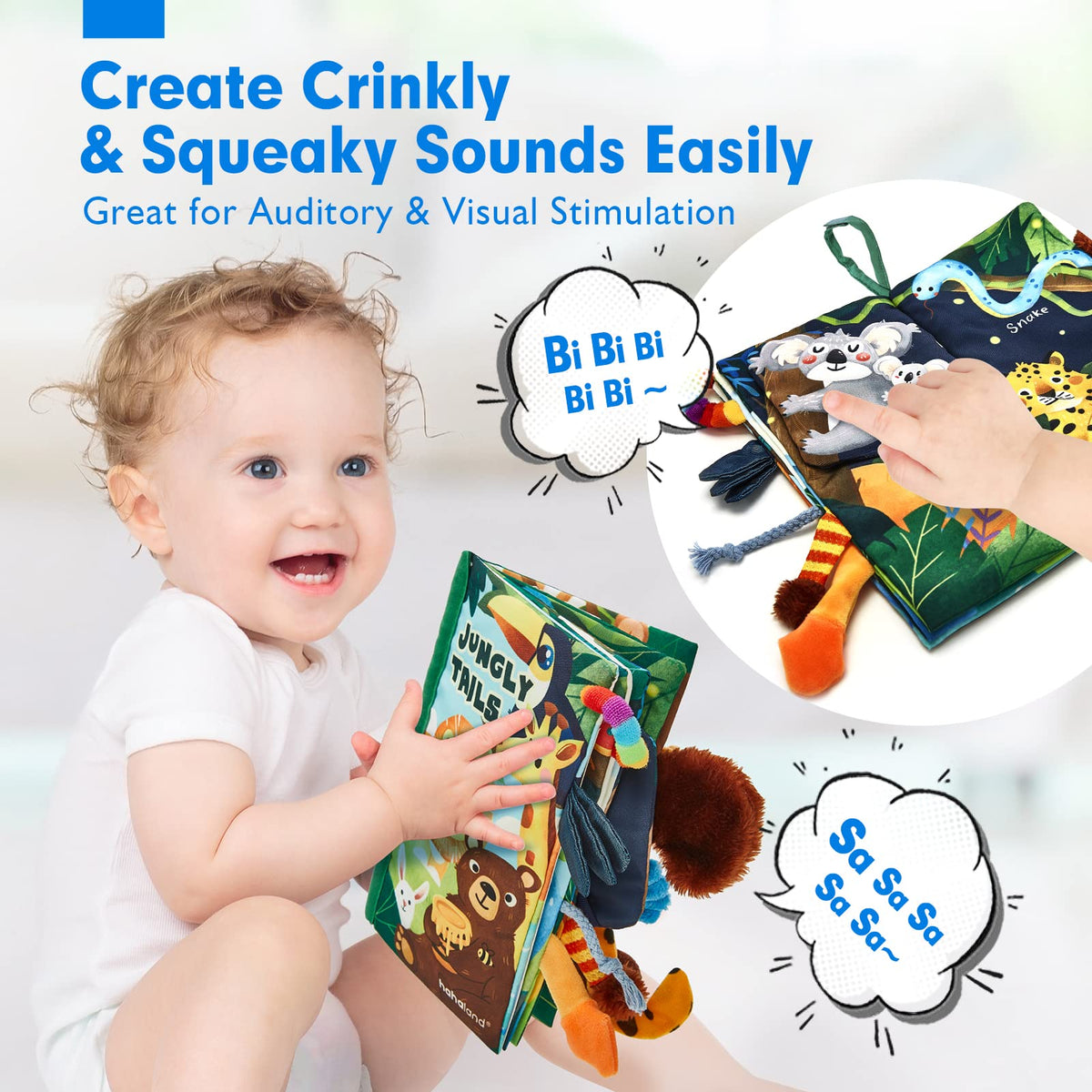 hahaland Baby Books 0-6 Months, Infant Tummy Time Toy High Contrast Sensory Toys 6 to 12 Months Touch Feel Book Babies Travel Toy Gifts for Boy Girl 0-3 Month Baby Shower Birthday Gifts (Single Book)