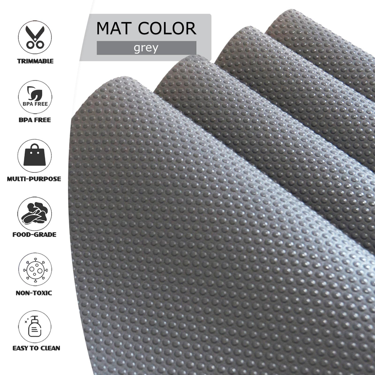 Daixers 10Pcs Refrigerator Liners, Washable Fridge Liner Shelf Mats Refrigerator Pads for Cupboard Cabinet Drawer Home Kitchen Accessories Organization (Grey)