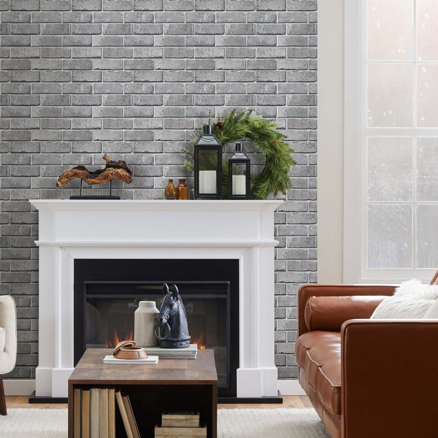 Commomy 3D Brick Peel and Stick -10 pcs 11.8"X11.8" Small Size Thin PVC Faux Brick Wall Panels Farmhouse 3D Wall Panels for Living Room,Bedroom,RV, Kitchen,Fireplace