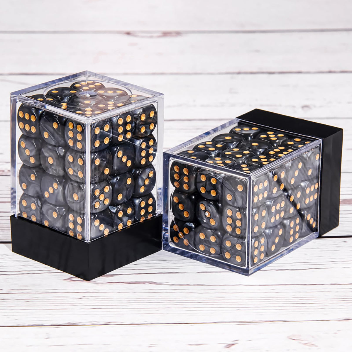 36 Pieces 12mm 6 Sided Mini Dice Set,Pearl Pattern D6 Game Dice Set,6 Sided Standard Game Dice for Board Games Dice Games Classroom Teaching Dices Game, with Portable Gaming Box(Black)