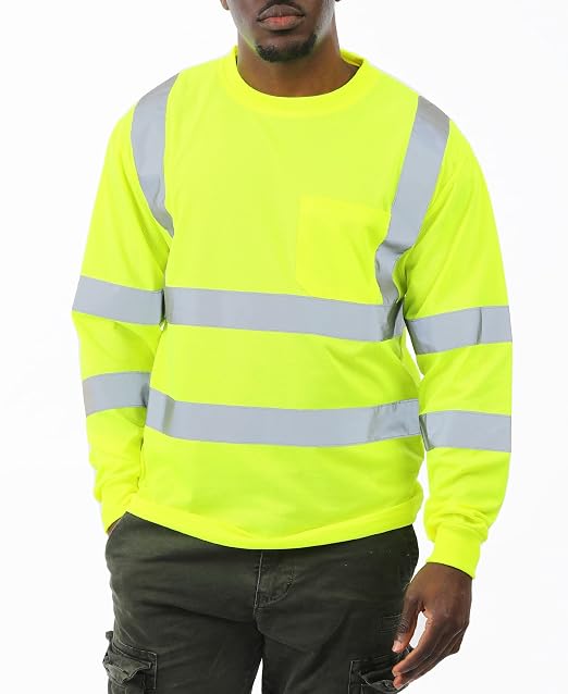 sesafety High Visibility Long Sleeve Construction Work Shirts Yellow M