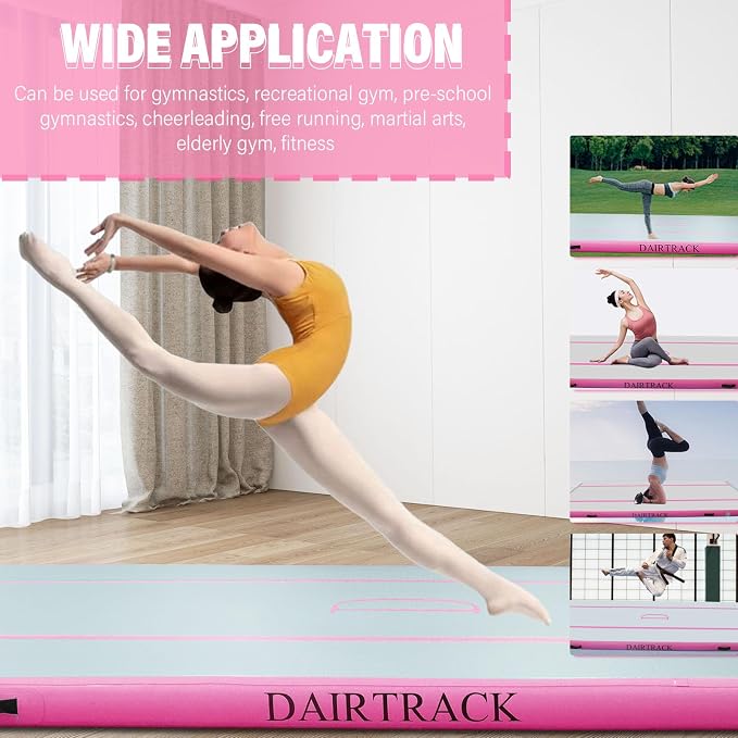 DAIRTRACK Inflatable Gymnastics Air Mat 10ft/13ft/16ft/20ft Tumble Track Tumbling Mats for Home Use/Gym/Training/Cheerleading/Yoga/Water