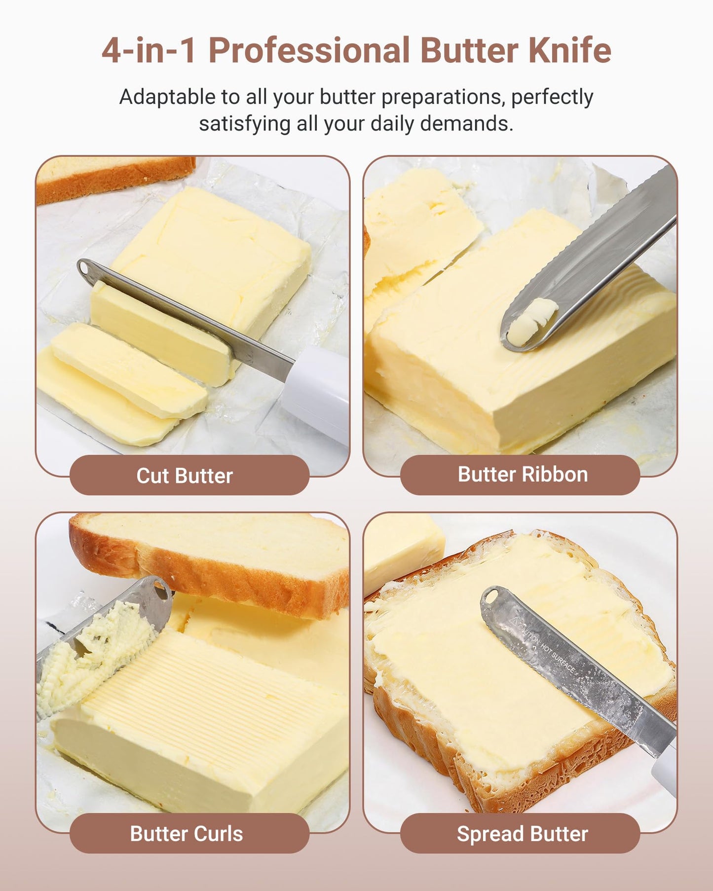 VLOXO Heated Butter Knife, Electric Cold Butter Spreader with 2 Heat Modes Fast Warming Without Tearing Toast Cordless Rechargeable Butter Knife for Hard Butter Cheese Honey Jam and Peanut Butter
